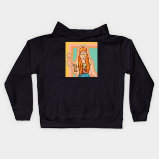 Badass Woman 70s Retro Kids Hoodie